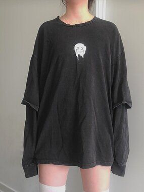 Gothic Retro Ghost Oversized Pigment Long sleeve (L)